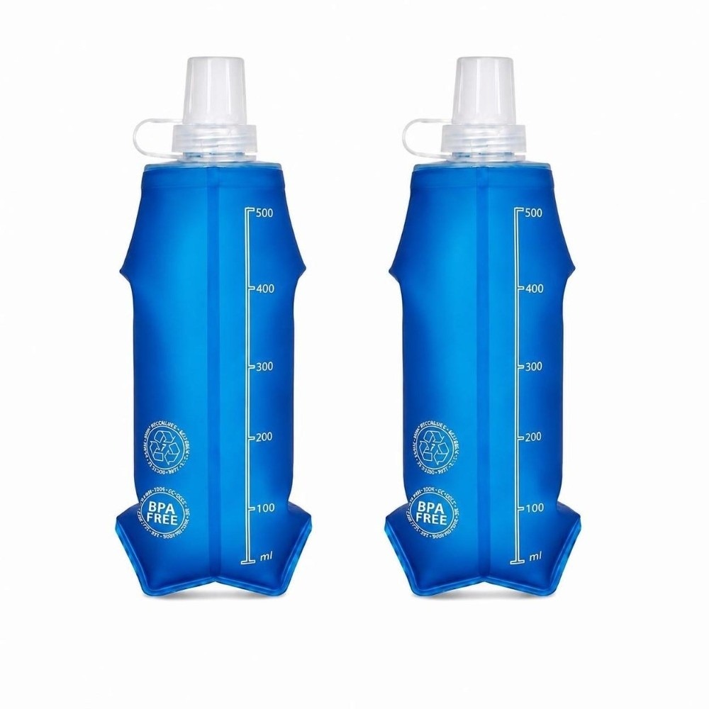 Water Bottle Collapsible - 2 Pack Convenient TPU Collapsible Soft