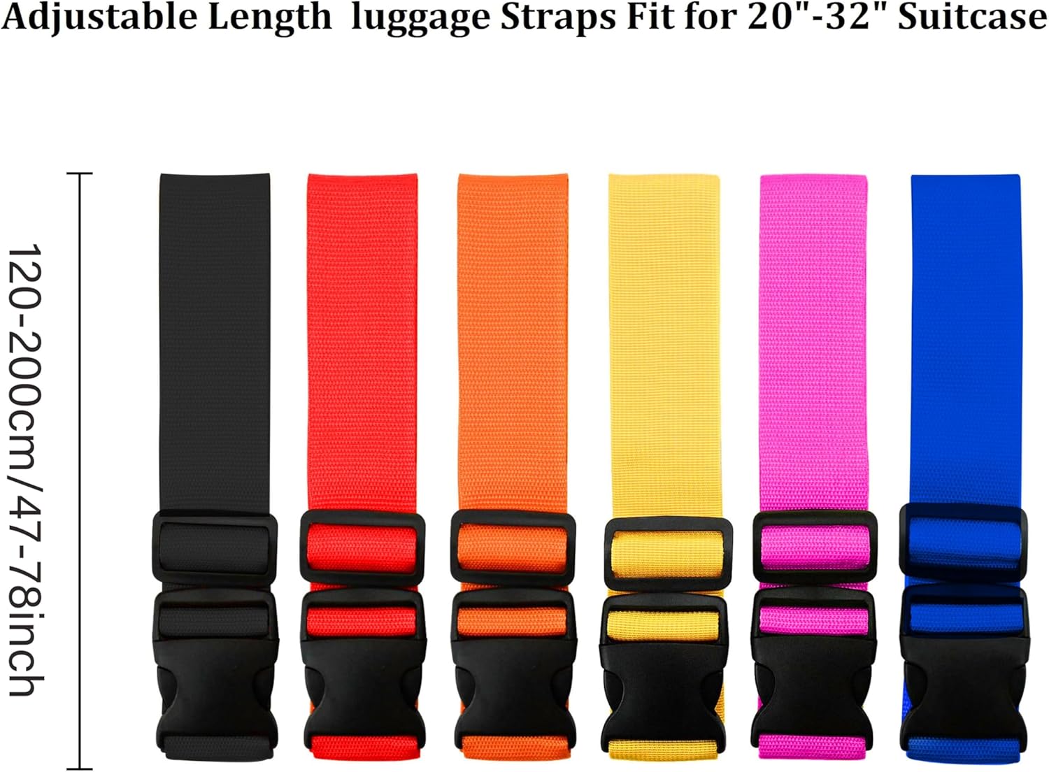 Travel Accessories Pack - Bright Color Adjustable Luggage Straps 2