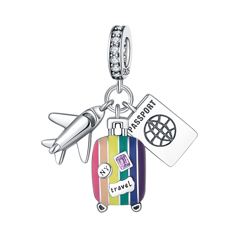 Travel Accessories Plane - 925 Sterling Silver Charm Travel Airplane
