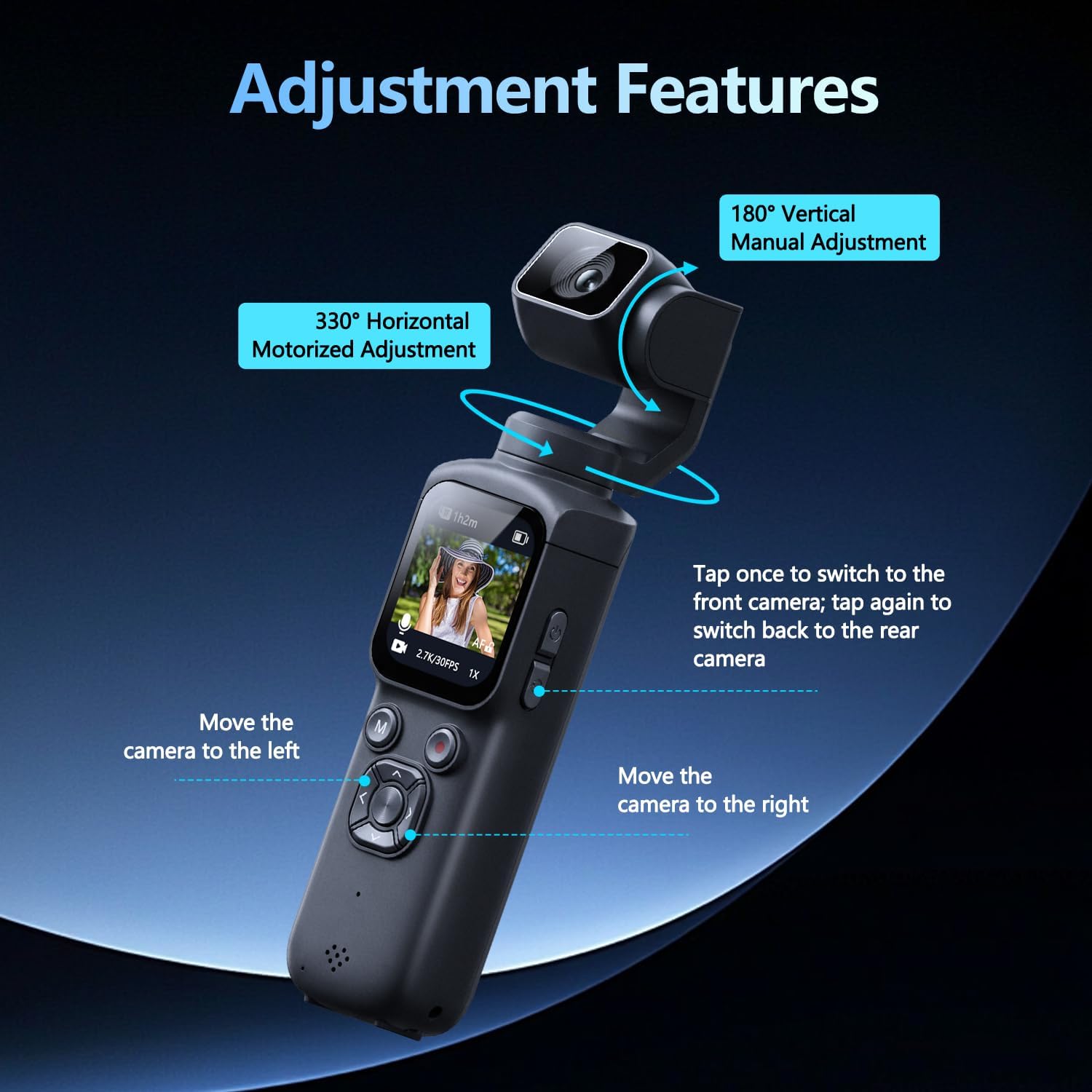 Travel Video Accessories - Pocket 3‑Axis Gimbal Vlog Camera 4K