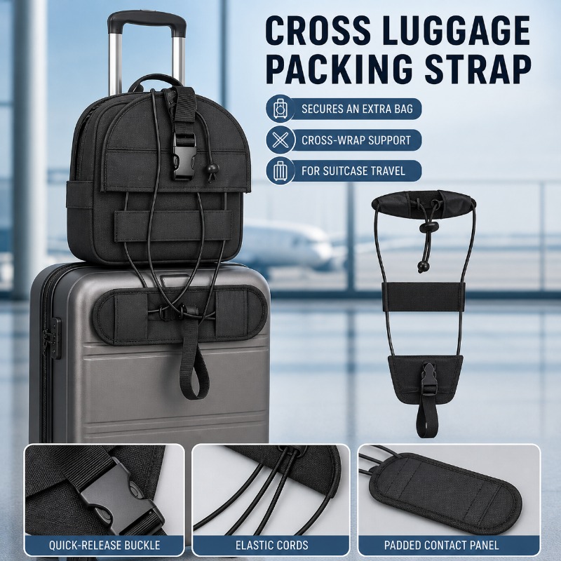 Travel Accessories Pack - 1pc Wear‑Resistant Oxford Cross Luggage Strap